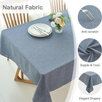 maxmill Linen Texture Tablecloth Water Resistant Antiwrinkle Spillproof Wipeable Washable Soft Fabric Table Cloth for Dining Room, Buffet Banquet Party Holiday, Rectangular 60 x 108 Inch, Demin Blue