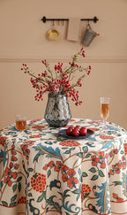 patdrea Designer Linen Round Table Cloth,Durable Breathable Floral Dacorative Tablecloth,Decor Tables Covers for Kitchen Dining,Tea Party,Holiday,Christmas,Thanksgiving,Diameter 55"-Puno