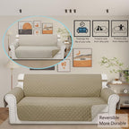 Reversible 4 Seater Sofa Cover 91 Inch Large Couch Cover Furniture Protector(Sofa XX-Large,Camel/Beige)