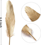 Larryhot Gold Goose Feathers for Crafts - 6-8 inch 60 pcs Natural Feathers for Wedding Party Decorations,DIY Crafts and Clothing Accessories (Gold)