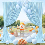 20 x 10ft Wrinkle Free Dusty Blue Backdrop Curtains for Parties Weddings, Thick Silky Polyester Fabric Backdrop Drapes, 4 Panels 5X 10 ft Photo Background Cloth for Birthday Gender Reveal Photography