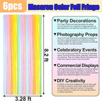 6 Pack Rainbow Foil Fringe Curtain Backdrop, 3.28Ft x 8.2Ft Metallic Tinsel Foil Fringe Streamer Curtains for Photo Booth, Birthday, Wedding, New Year Party Decorations