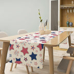 4th of July Table Runner, American Patriotic Independence Day Red Blue White Stars Stripes Fireworks Print Table Runner for Home Party Decor Kitchen Dining Table, 13x108inch