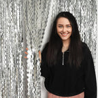 4 Pack 3.3x6.6ft Silver Foil Fringe Backdrop - Wavy Metallic Tinsel Foil Curtains Photo Booth Backdrop for Birthday Wedding Holiday | Silver Streamers Celebration Bachelorette Party Decorations