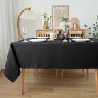 Biscaynebay Textured Fabric Tablecloths 60x108 Inches Rectangular, Black Water Resistant Spill Proof Tablecloths for Dining, Kitchen, Wedding and Parties, Machine Washable