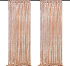 Backdrop Curtain Drapes 2 Panels Rose Gold Party Sequin Background 2FT x 8FT Wedding Ceremony Birthday Decorations Shimmer Fabric