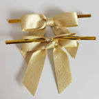 50pcs 2-1/2" Gold Satin Ribbon Bows with Twist Ties for Gift Wrapping Packing Christmas Decoration (Gold)