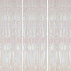 3 Pack Foil Fringe Backdrop, 3.3x8.2 Feet Tinsel Curtains, Transparent Rainbow Party Decor Steamers, Fringe Backdrop Curtains for Birthday Graduation Christmas Theme Party Decorations