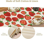 Strawberry Table Runner,Spring Summer Fruit Print Table Runner for Kitchen Dining Table Home Party Decoration 13x60 Inch