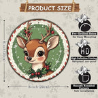 Round Retro Reindeer Metal Tin Sign - Vintage Christmas Decor for Home Coffee Wall - 8 * 8 in
