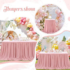 Dusty Rose 6ft Table Skirt for Rectangle Tables or Round Tables Sheer Tablecloth for Baby Girl Birthday Princess Party Wedding Table Decor