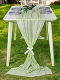 MDS Halloween Chiffon Table Runner - 12 Pack, 29 x 170 Inches, 14ft Each - Sheer Spooky Table Runners for Haunted House Parties, Trick-or-Treat Tables, Witchy Décor, Wedding & Events - Sage Green