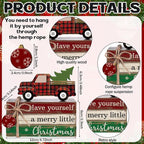 4 Pcs Christmas Table Decor Winter Table Decorations Christmas Tiered Tray Decor Decorative Truck Book Decorations Indoor Rustic Wooden Snowflake Block Sign Gift Farmhouse for Home Shelf
