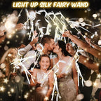 200PCS Light up Wands for wedding, Wedding Wands Streamers with 3 Colorful Flashing Modes, Fairy Wands, LED Silk Fairy Wand with Bells for Wedding, New Year, Thanksgiving, Concert