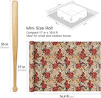 RUSPEPA Kraft Christmas Wrapping Paper Roll, Mini Roll, Cardinal Bird, Poinsettia, Golden Bell and Candy Cane Design, Vintage Kraft Gift Wrap for Women, Family, Xmas Holiday, 17 Inches x 16.4 Feet