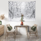QGHOT Winter Tapestry Wall Hanging Snow Scene Backdrop Winter Wonderland Wall Decor Snowy Forest Wall Art Nature Woodland Deer Tapestry for Bedroom Room Dorm Party Decoration, Large