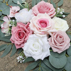ponatia Artificial Wedding Arch Flowers (Pack of 2), Dusty Rose Wedding Flowers for Wedding Welcome Signs Floral Decorations and Wedding Reception Ceremony Decor (Dusty Rose & Pink & Ivory)