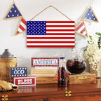 American Flag Door Hanging Sign，Farmhouse Patriotism Artwork Decorations Signs, Framed Indoor Outdoor Decorative Art Ornament for July 4th Independence Day, New Year, Holiday Party, Birthday
