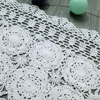 Cotton Handmade Crochet lace Table Runners Rectangular Tablecloth Doilies Doily Table Dresser Scarf Décor,19x23Inch,White