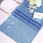 SoarDream Baby Blue Table Runner 10 Pieces 12x72 Inches Sequin Fabric Glitter Table Runner for Party Holiday Birthday Wedding Baby Shower Supplies Decorations