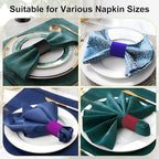Polymer Material Reusable Napkin Band, Glue-Free Tear-Proof Water Resistant Oil-Proof Napkin Bands Set of 200(Assorted 4 Front Colors and Back White), 6 Adjustable Sizes Napkin Rings