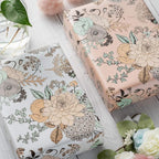 WRAPAHOLIC 30 Inch Jumbo Floral Wrapping Paper - 30 Inch X 33 Feet - Vintage Floral Printed on White Pearlized Paper Design for Wedding, Birthday, Mother's Day