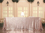 SquarePie Sequin Tablecloth 90 x 156 Inch Rose Gold Sparkly Table Linen for Wedding Party
