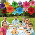 BestoFun 12 PCS Paper Flowers Fans Mexican Party Decorations Paper Flowers Decorations for Wall Girl Groovy Birthday Baby Shower Wedding Bachelorette Room Hanging Décor