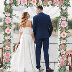 Waipfaru Artificial Flower Garland, 6.07ft Eucalyptus Garland with Flowers for Wedding Reception Table Mantle Room Decor (Rose Pink)