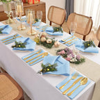 12 Pieces Light Blue Satin Napkins, 17" x 17" Square Table Napkins, Silky Soft Smooth Washable Napkins for Restaurant, Weddings, Dinner, Party Decoration