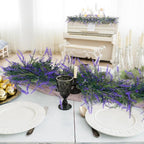 MAKHOT 6Ft Purple Lavender Artificial Garland Decor, Spring Summer All Year Lavender Deep Purple Garland, Green Wreath Vines Decorations for Table Home Wedding Mantle Arch Porch Party