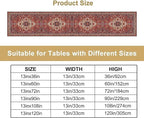 Boho Floral Vintage Table Runner, Paisley Retro Red Flower Rustic Country Farmhouse Abstract Pattern for Home Kitchen Table Decor Dining Coffee Room Party Decor 13x36in
