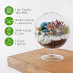 DIY Glass Plant Terrarium Kit for Adults, Metal Stand, Reindeer Moss, Crystals, Rocks, Tools & Figurine – Complete Starter Set