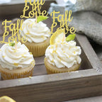 24 PCS Fall in Love Cupcake Toppers Glitter Bridal Shower Cupcake Picks Wedding Engagement Anniversary Birthday Party Cake Decorations Supplies