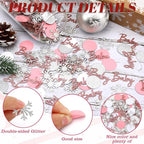 MARFOREVER Winter Baby Shower Table Confetti, 200 Pcs Glitter Pink Silver Snowflake Table Decorations Winter Gender Reveal Sprinkle for Winter Birthday Party Baby Shower Decorations(Pink)