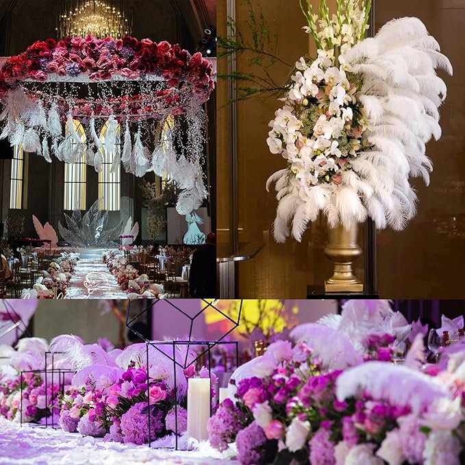 Happy Feather 16-18 inch Purple Ostrich Feathers Craft for Wedding Party Centerpieces Home Decoration DIY Craft Pack of 10