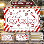 Christmas Candy Cane Lane Metal Tin Sign Traditional Christmas Sweets and Treats Winter Sign for Home Living Room Outdoor or Indoor Wall Decor Gift Christmas Candy Cane Lollipop 8x12Inch