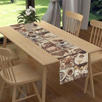Coffee Theme Table Runner, Rustic Farmhouse Coffee Cup Latte Cappuccino Tea Party Cafe Table Center Decor for Home Kitchen Dining Patio Holiday Party Indoor Outdoor Table Decorations, 13"x108" Inch