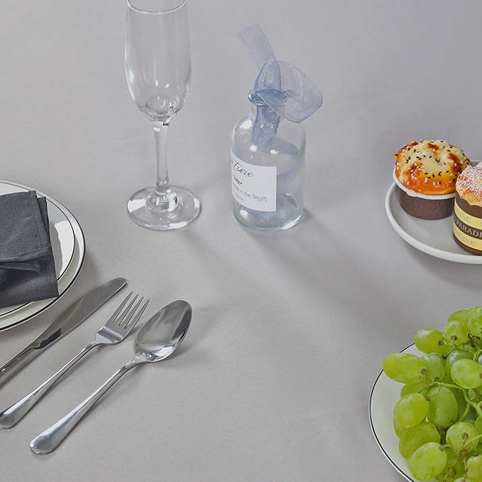 90 inch Round Tablecloth Washable Polyester Table Cloth Decorative Table Cover for Wedding Party Dining Banquet（90 inch,Silver）