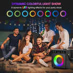 Karaoke Machine, Portable Bluetooth Speaker with 2 Wireless Microphones for Adults & Kids - PA System, LED Lights, Bass/Treble Control, AUX/USB/TF/FM for Home Party Outdoor Singing