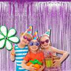 4 Pack Light Purple Foil Fringe Curtain Backdrop, 3.28Ft x 8.2Ft Metallic Tinsel Foil Fringe Streamers Curtains for Party,