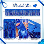 3 Pack Blue Series Table Skirts, 29x108" Metallic Foil Tinsel Fringe Table Skirt for Rectangle Tables Streamer Curtains Backdrop, Party Decorations for Birthdays, Weddings, Holidays