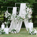 Wokceer Wedding Arch Draping Fabric 6 Panels 28.7" x 20FT White Sheer Fabric Backdrop Arch Draping for Wedding Ceremony Birthday Party Bridal Shower Decoration