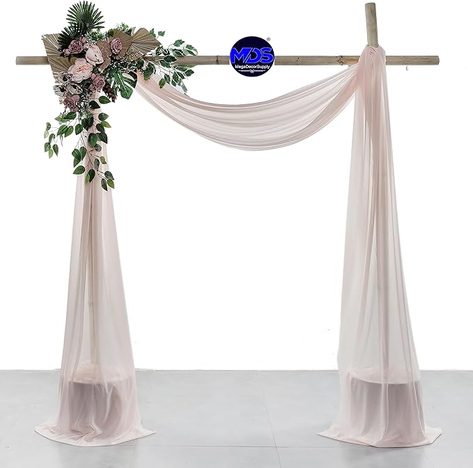 MDS Halloween Chiffon Draping Fabric - 2 Panel, 30" Wide x 100ft Long - Sheer Spooky Arbor & Canopy Drapery for Haunted House Backdrops, Party Ceilings, DIY Costumes & Themed Events - Nude