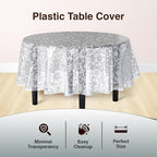 Exquisite Lace Table Cloth Round Table Plastic 12-Pack Lace Tablecloth Round 84" | White Floral Tablecloth Disposable | Wild Flower Party Decorations & Party Supplies