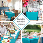Hiasan 2 Pieces Turquoise Rectangle Tablecloth - Water Resistant and Spillproof Dining Room Washable Fabric Table Cloth for Dining Room, Polyester, 54 x 80 Inch