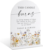 Memorial Table Sign for Wedding, Boho Floral This Candle Burns in Loving Memory Sign, Wedding Signage with Stand, Bridal Shower Table Centerpieces, Supplies for Engagement Reception and Event, 39