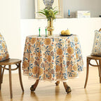 ISAENNE Designer Bohemian Floral Small Round Tablecloth,Linen Colorful Table Cloth,Wrinkle Resistant Decor Tablecloths for Dining Thanksgiving Kitchen Party Christmas,Diameter 55"-Estevan B