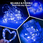 50 Pack Blue Fairy Lights 7Ft 20 LED Twinkle String Lights 3 Modes Battery Operated Waterproof Firefly Starry for Mason Jar Party Wedding Christmas Valentines Day Table Centerpieces