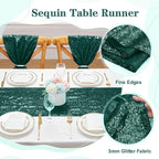 Sequin Table Runners 2 Pieces Emerald Green Table Runners 12x72 Inch Glitter Dining Table Cover for Party Wedding Birthday Reception Banquet Decoration Spring Party Chair Sashes